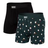 Saxx 01. MENS APPAREL - MENS UNDERWEAR - MENS UNDERWEAR Men's Quest Quick-Dry Mesh Boxer Brief 2-Pack CHRISTMAS TEE BLACK: