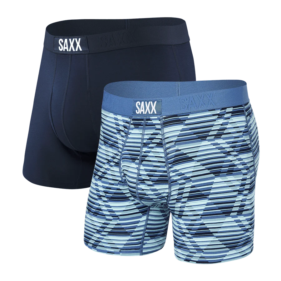 Saxx 01. MENS APPAREL - MENS UNDERWEAR - MENS UNDERWEAR Men's Quest Quick-Dry Mesh Boxer Brief 2-Pack DAN DAZED ARGYLE NAVY: