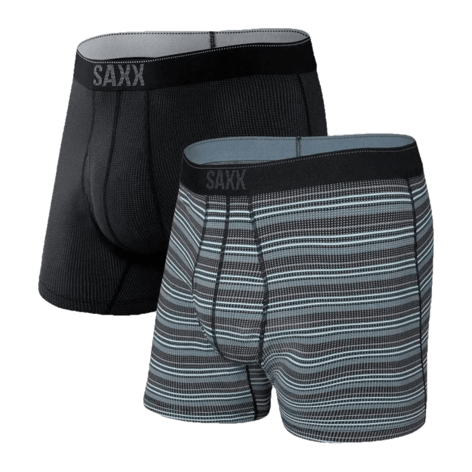 Saxx 01. MENS APPAREL - MENS UNDERWEAR - MENS UNDERWEAR Men's Quest Quick-Dry Mesh Boxer Brief 2-Pack SBI SUNRISE STRIPE | BLACK II: XS
