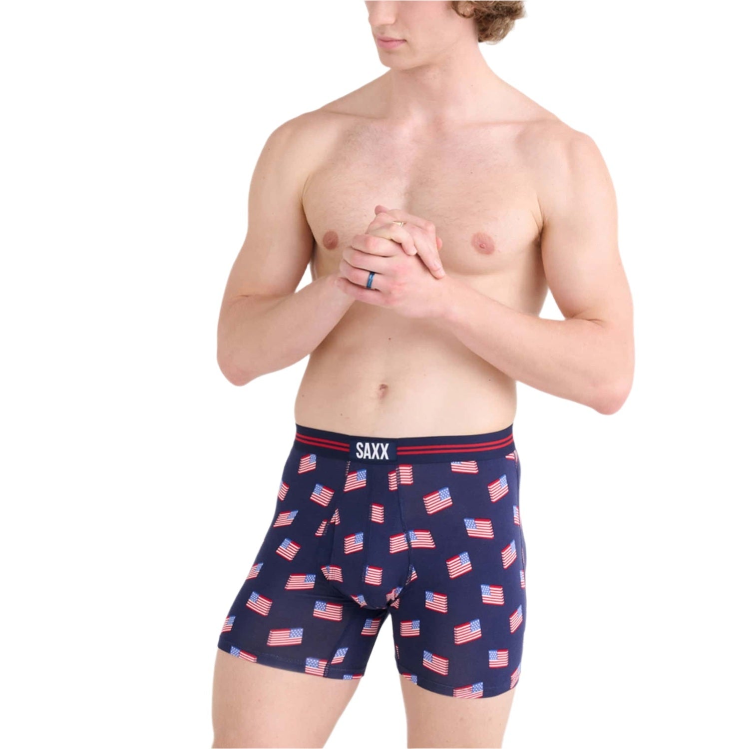 Saxx 01. MENS APPAREL - MENS UNDERWEAR - MENS UNDERWEAR Men's Ultra Super Soft Boxer Brief SAS STARS AND STRIPES- NAVY