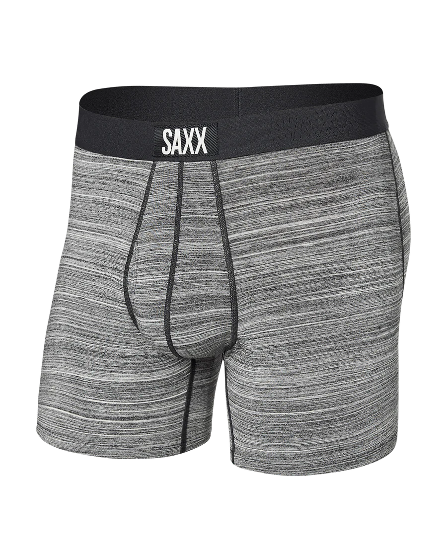 Saxx 01. MENS APPAREL - MENS UNDERWEAR - MENS UNDERWEAR Men's Ultra Super Soft Boxer Brief SDS SPACEDYE STRIPE-GREY MLTI