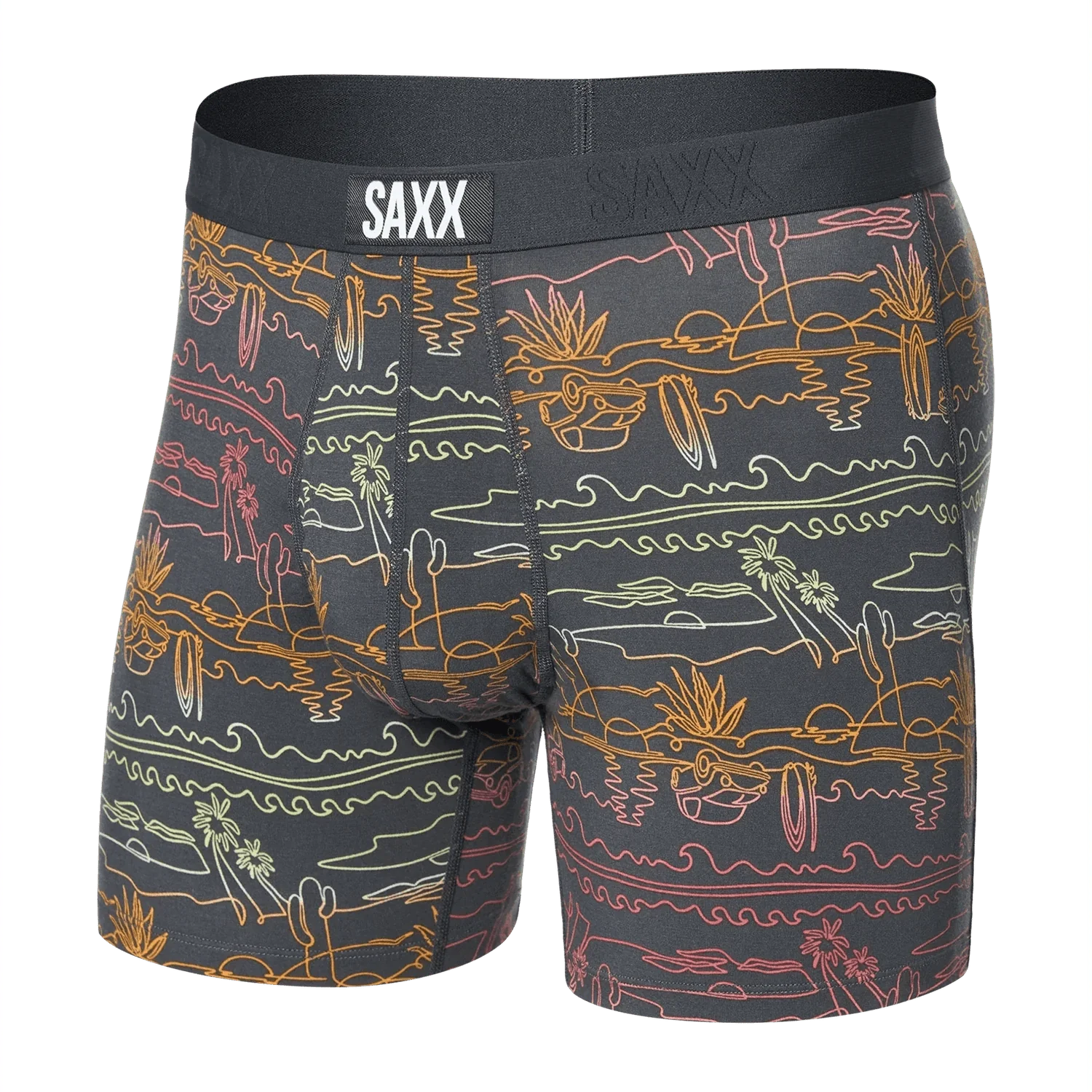 Saxx 01. MENS APPAREL - MENS UNDERWEAR - MENS UNDERWEAR Men's Ultra Super Soft Boxer Brief SRT SUMMER ROADTRIP-EBONY