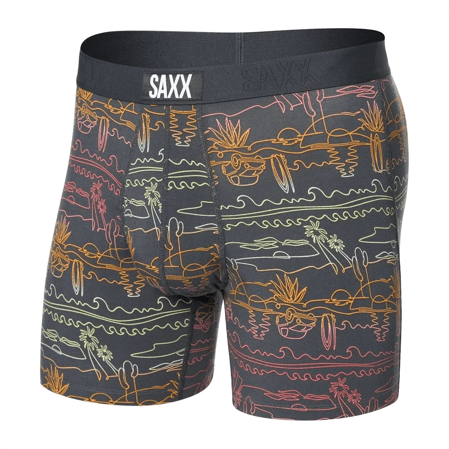 Saxx 01. MENS APPAREL - MENS UNDERWEAR - MENS UNDERWEAR Men's Ultra Super Soft Boxer Brief SRT SUMMER ROADTRIP-EBONY