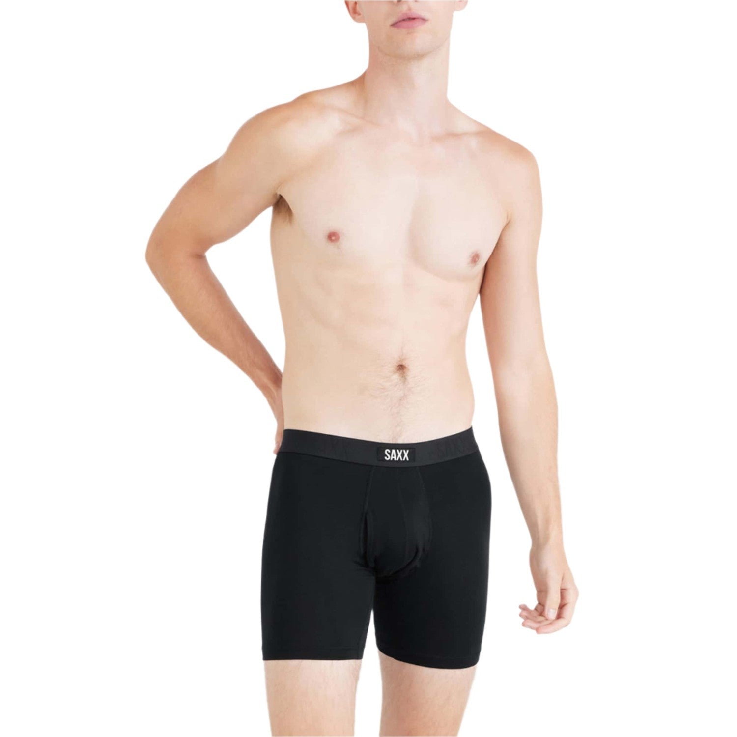 Saxx 01. MENS APPAREL - MENS UNDERWEAR - MENS UNDERWEAR Men's Vibe Xtra Soft Comfort Boxer Brief Fly BLK BLACK