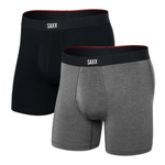 Saxx 01. MENS APPAREL - MENS UNDERWEAR - MENS UNDERWEAR Men's Vibe Xtra Soft Comfort Boxer Brief Fly 2-Pack BLG BLACK DARK GREY HEATHER