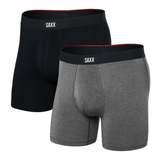 Saxx 01. MENS APPAREL - MENS UNDERWEAR - MENS UNDERWEAR Men's Vibe Xtra Soft Comfort Boxer Brief Fly 2-Pack BLG BLACK DARK GREY HEATHER