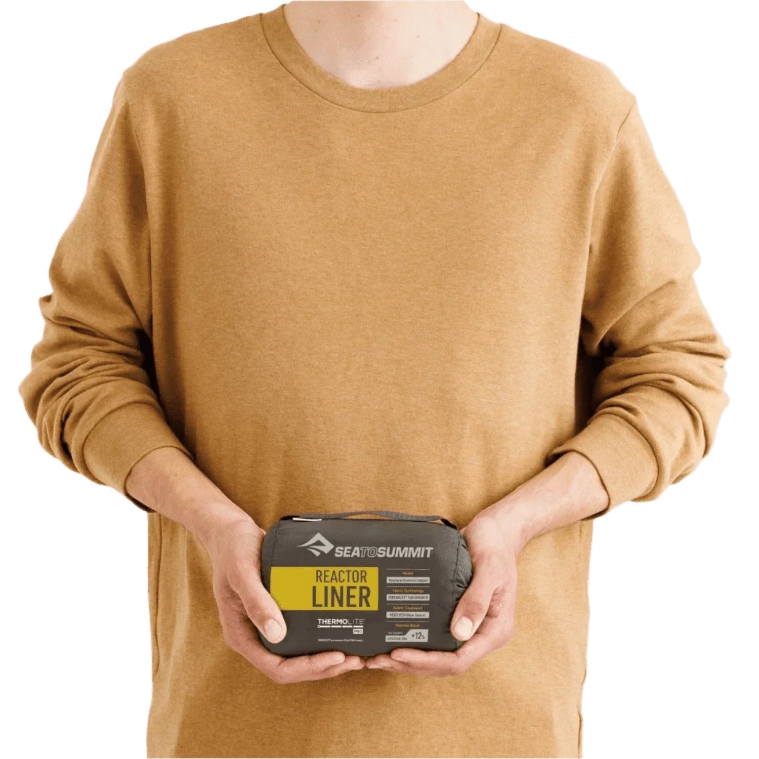 Sea to Summit 12. HARDGOODS - CAMP|HIKE|TRAVEL - CAMP ACCESSORIES Reactor Sleeping Bag Liner - Standard Mummy with Drawcord - Sulphur Yellow