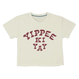 Sendero Provisions Co. 02. WOMENS APPAREL - WOMENS SS SHIRTS - WOMENS SS CASUAL Women's Yippee Ki Yay Crop Tee VINTAGE WHITE