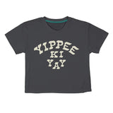 Sendero Provisions Co. 02. WOMENS APPAREL - WOMENS SS SHIRTS - WOMENS SS CASUAL Women's Yippee Ki Yay Crop Tee VINTAGE BLACK