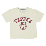 Sendero Provisions Co. 02. WOMENS APPAREL - WOMENS SS SHIRTS - WOMENS SS CASUAL Women's Yippee Ki Yay Crop Tee VINTAGE WHITE