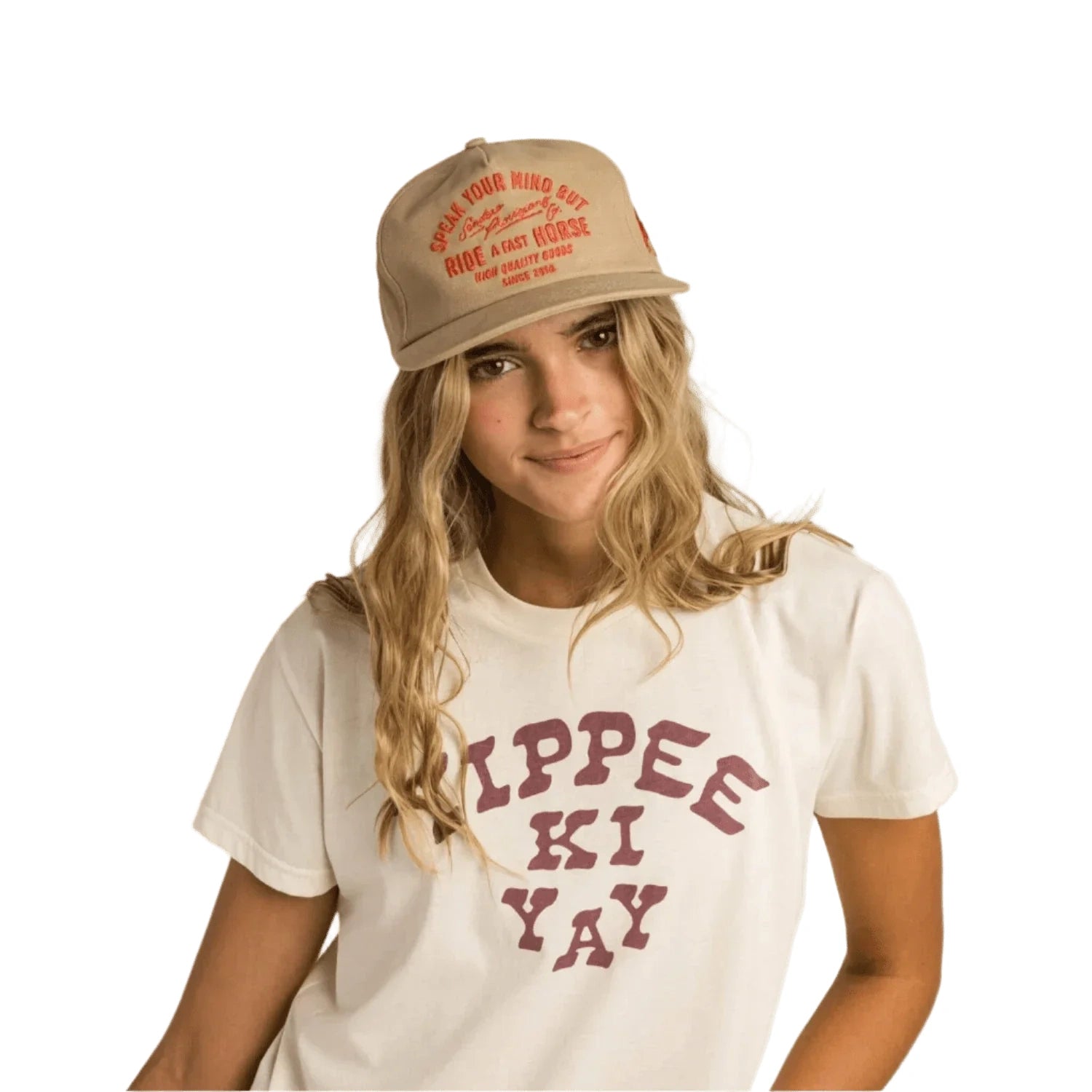 Sendero Provisions Co. 02. WOMENS APPAREL - WOMENS SS SHIRTS - WOMENS SS CASUAL Women's Yippee Ki Yay Crop Tee VINTAGE WHITE