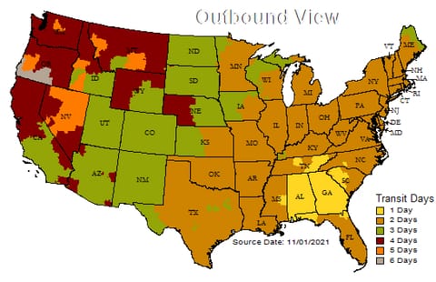 UPS Ground Map