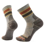 Smartwool 06. SOCKS - MENS SOCKS - MENS SOCKS CREW Hike Light Cushion Striped Mid Crew Socks G26 TAUPE-NATURAL MARL