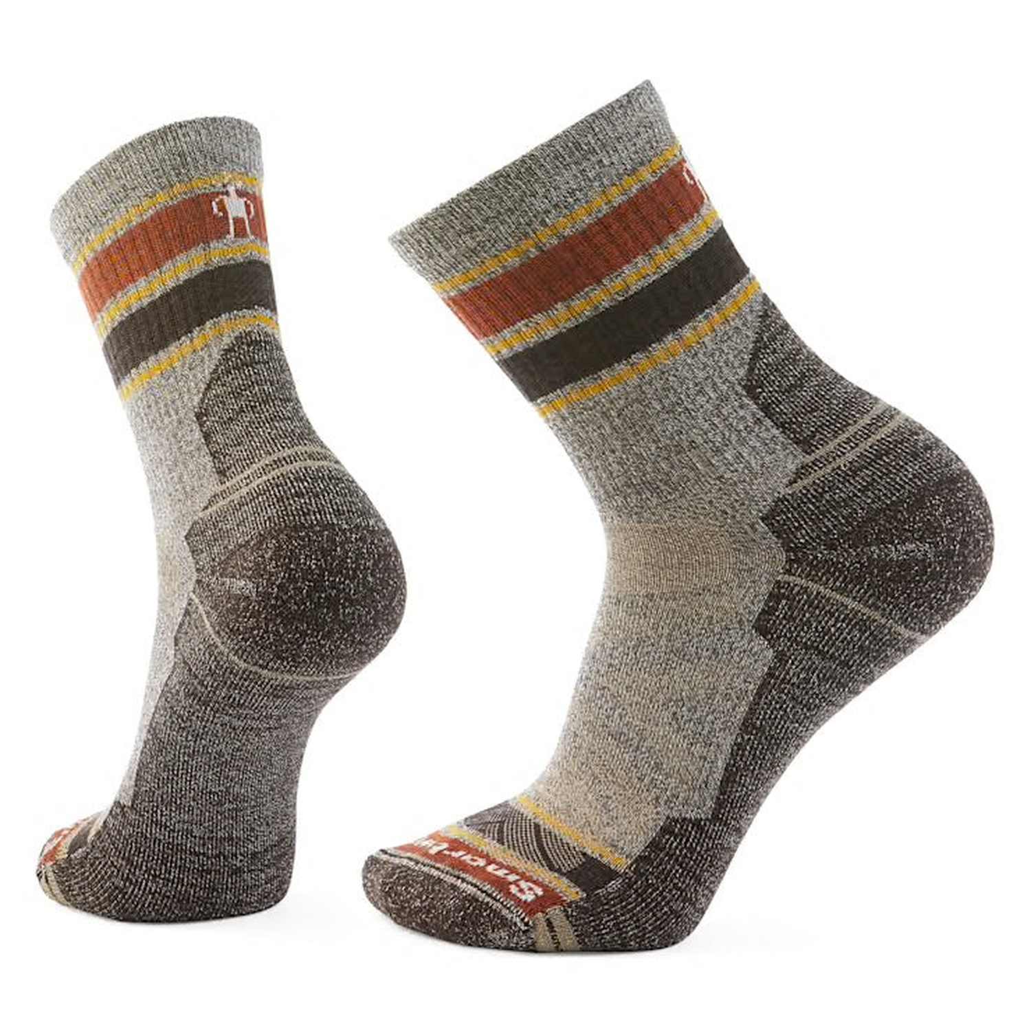 Smartwool 06. SOCKS - MENS SOCKS - MENS SOCKS CREW Hike Light Cushion Striped Mid Crew Socks G26 TAUPE-NATURAL MARL