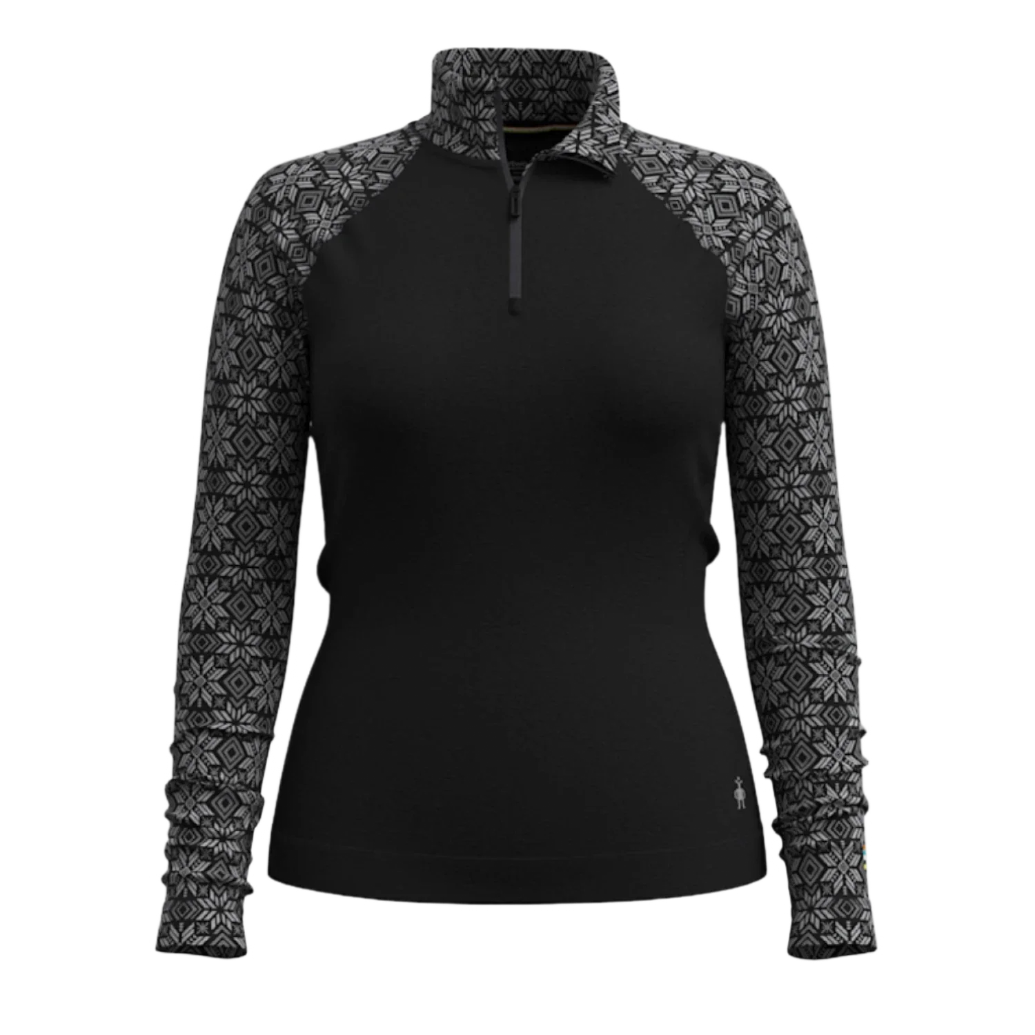 Smartwool 02. WOMENS APPAREL - WOMENS SKI - WOMENS THERMAL TOPS Women's Classic Thermal Merino Base Layer 1/4 Zip N86 BLACK DIGI SNOW