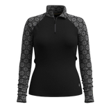 Smartwool 02. WOMENS APPAREL - WOMENS SKI - WOMENS THERMAL TOPS Women's Classic Thermal Merino Base Layer 1/4 Zip N86 BLACK DIGI SNOW