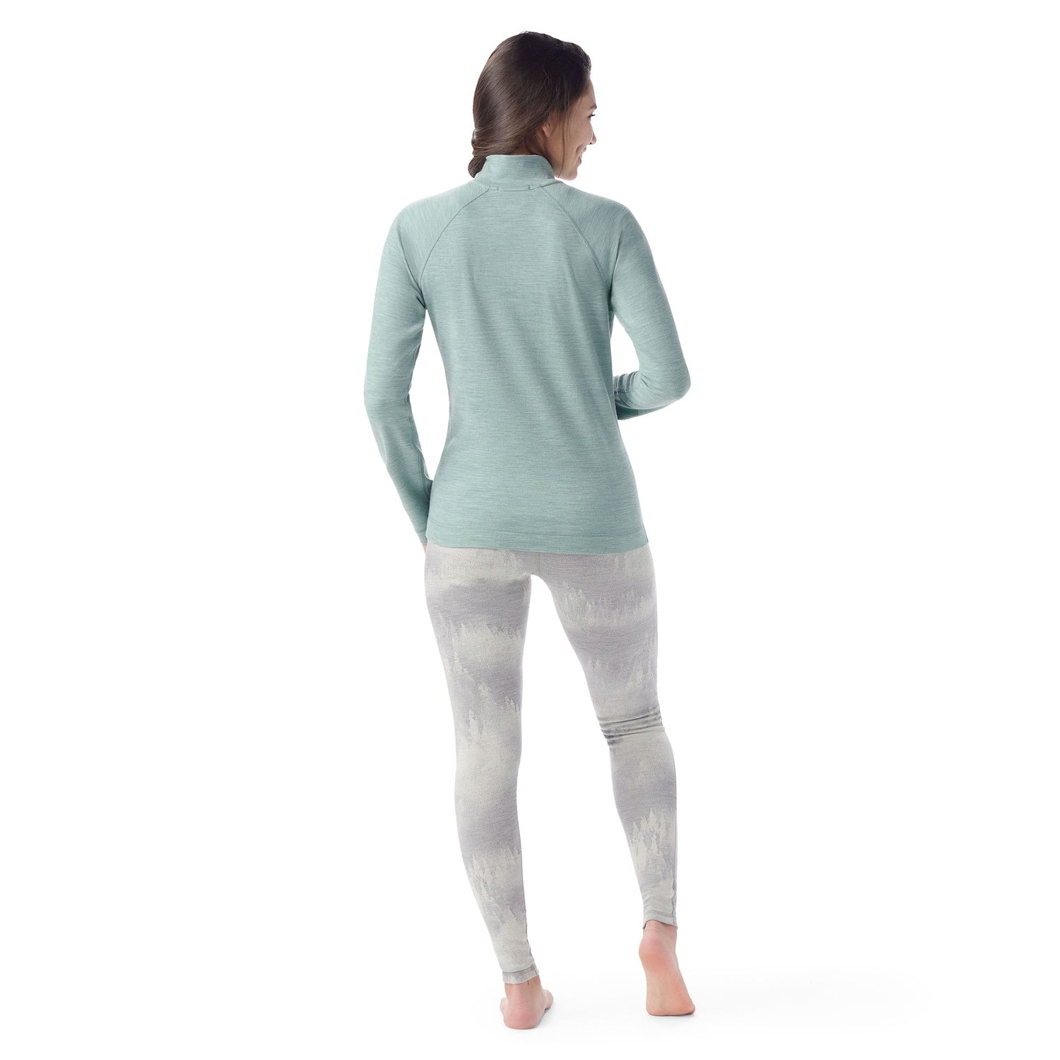 Smartwool 02. WOMENS APPAREL - WOMENS SKI - WOMENS THERMAL TOPS Women's Classic Thermal Merino Base Layer 1/4 Zip N67 ARCTIC GREEN HEATHER