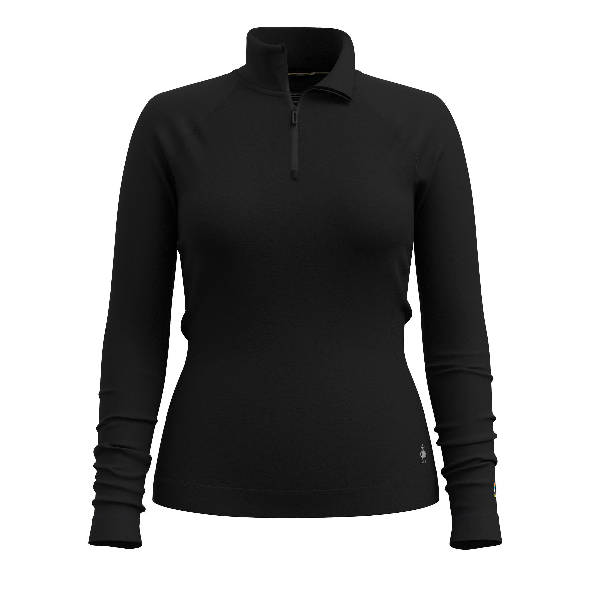 Smartwool 02. WOMENS APPAREL - WOMENS SKI - WOMENS THERMAL TOPS Women's Classic Thermal Merino Base Layer 1/4 Zip 001 BLACK