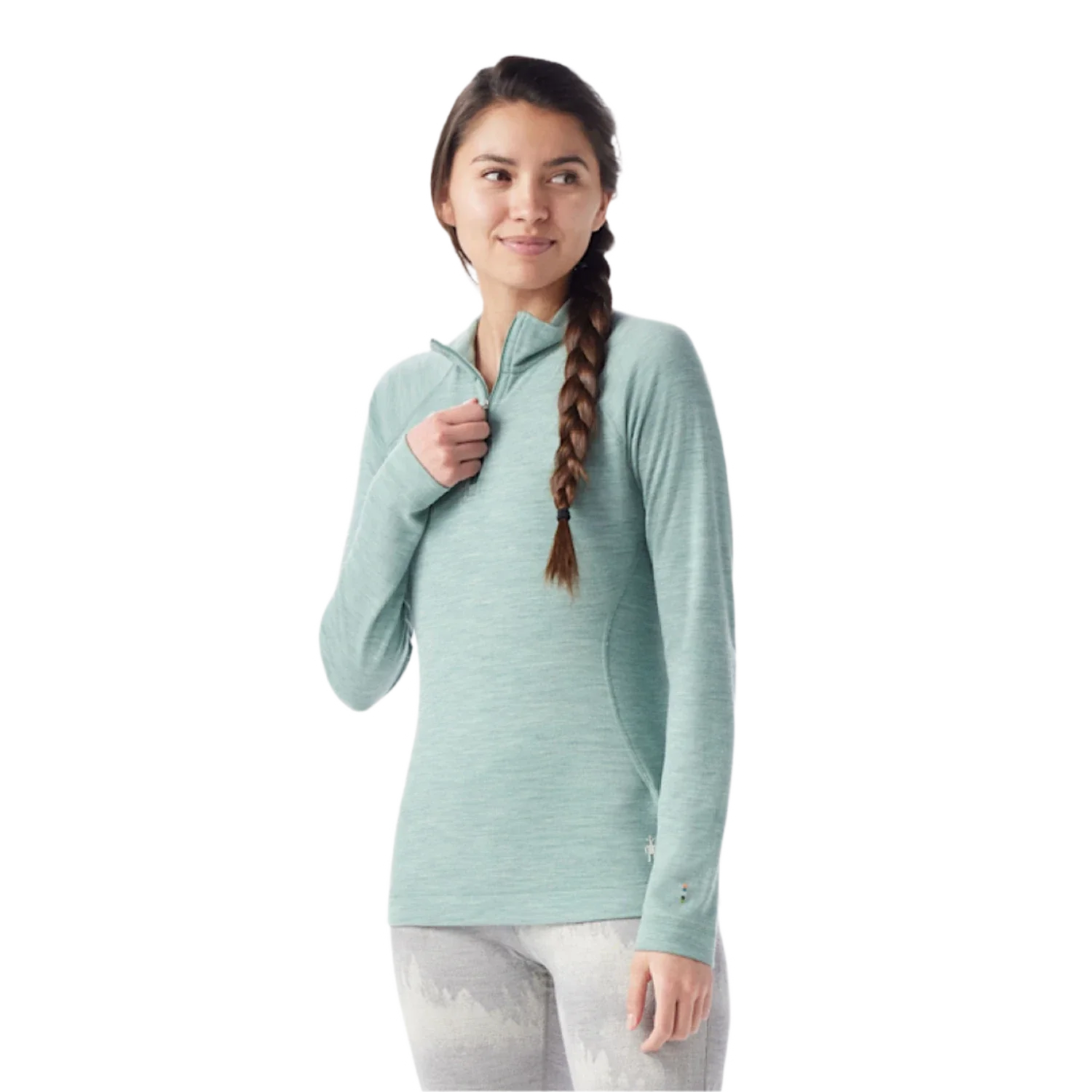 Smartwool 02. WOMENS APPAREL - WOMENS SKI - WOMENS THERMAL TOPS Women's Classic Thermal Merino Base Layer 1/4 Zip N67 ARCTIC GREEN HEATHER