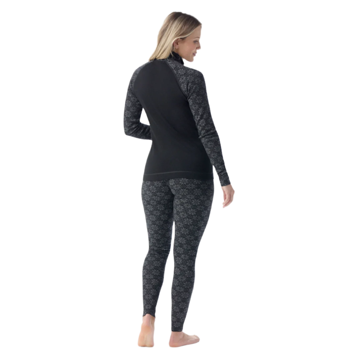 Smartwool 02. WOMENS APPAREL - WOMENS SKI - WOMENS THERMAL TOPS Women's Classic Thermal Merino Base Layer 1/4 Zip N86 BLACK DIGI SNOW