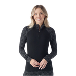 Smartwool 02. WOMENS APPAREL - WOMENS SKI - WOMENS THERMAL TOPS Women's Classic Thermal Merino Base Layer 1/4 Zip N86 BLACK DIGI SNOW