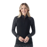 Smartwool 02. WOMENS APPAREL - WOMENS SKI - WOMENS THERMAL TOPS Women's Classic Thermal Merino Base Layer 1/4 Zip N86 BLACK DIGI SNOW