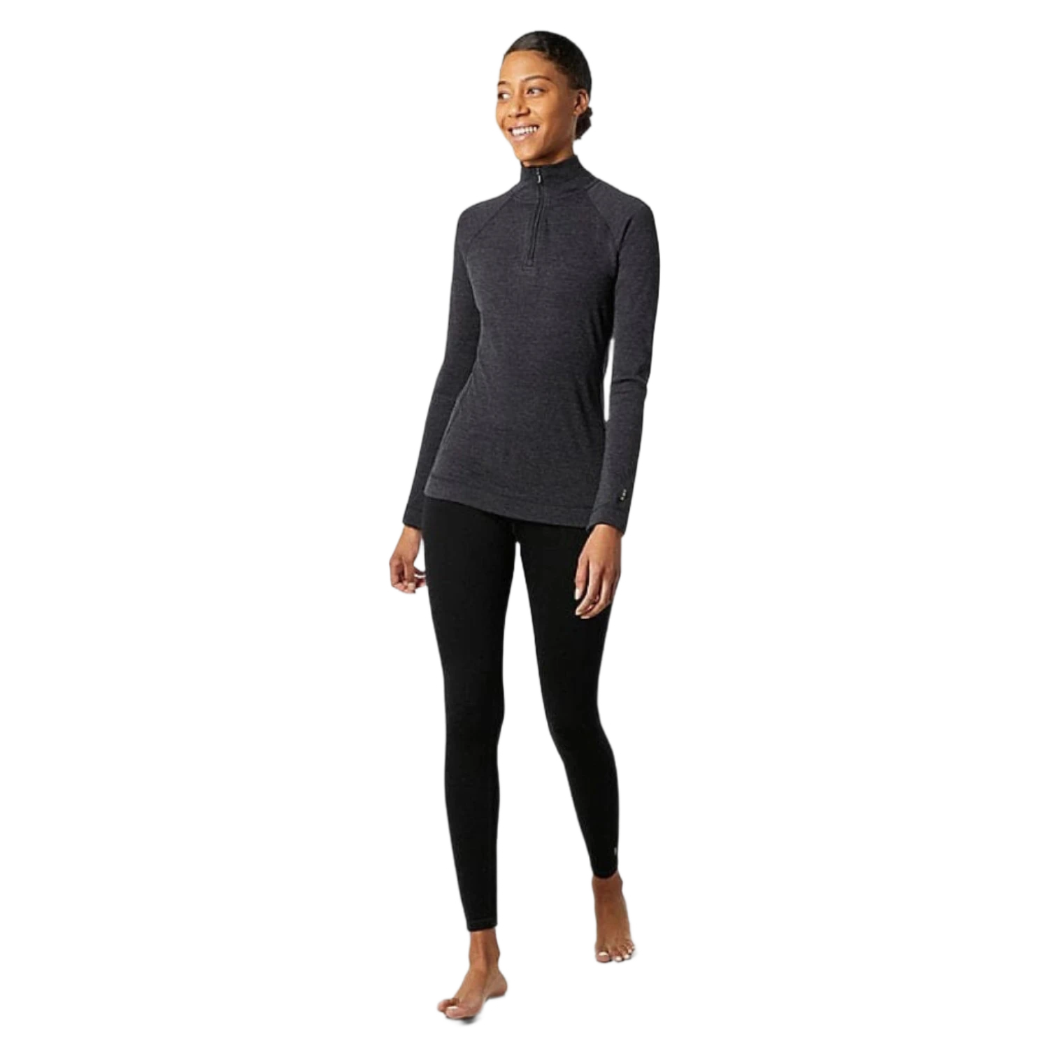 Smartwool 02. WOMENS APPAREL - WOMENS SKI - WOMENS THERMAL TOPS Women's Classic Thermal Merino Base Layer 1/4 Zip CHARCOAL HEATHER