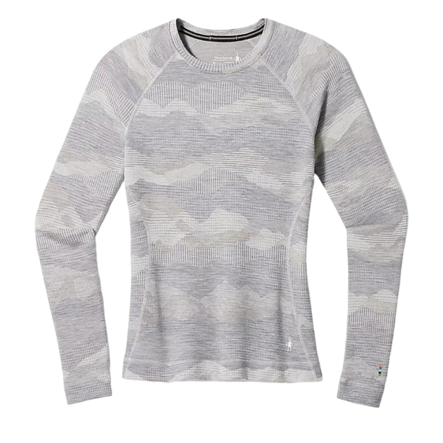 Smartwool 02. WOMENS APPAREL - WOMENS SKI - WOMENS THERMAL TOPS Women's Classic Thermal Merino Base Layer Crew K55 LIGHT GRAY MOUNTAIN SCAPE