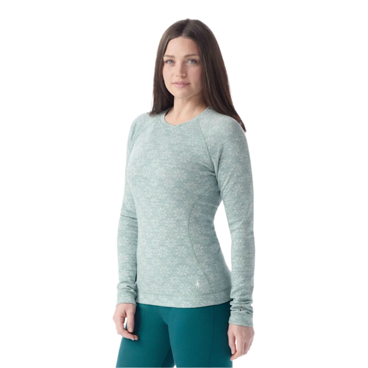 Smartwool 02. WOMENS APPAREL - WOMENS SKI - WOMENS THERMAL TOPS Women's Classic Thermal Merino Base Layer Crew P16 ARCTIC GREEN DIGI SNOW