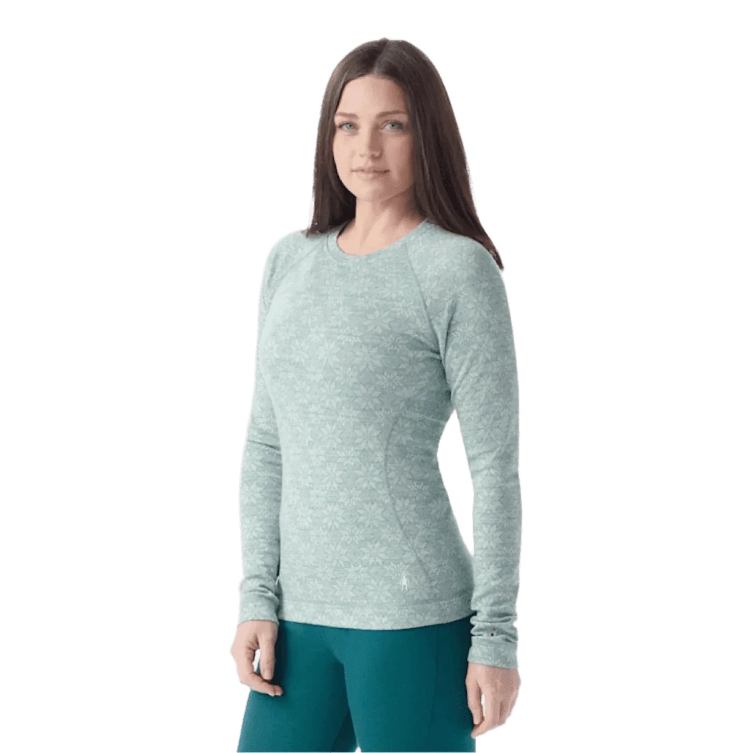 Smartwool 02. WOMENS APPAREL - WOMENS SKI - WOMENS THERMAL TOPS Women's Classic Thermal Merino Base Layer Crew P16 ARCTIC GREEN DIGI SNOW