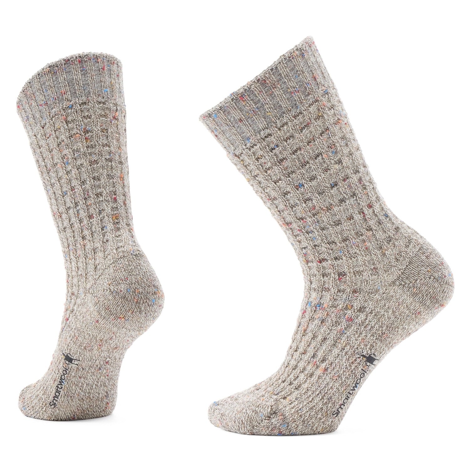 Smartwool 06. SOCKS - WOMENS SOCKS - WOMENS SOCKS CREW Women's Everyday Cozy Waffle Press Crew Socks G26 TAUPE-NATURAL MARL