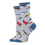 Socksmith 06. SOCKS - WOMENS SOCKS - WOMENS SOCKS GIFT Bird is The Word Socks BLUE HEATHER 9-11
