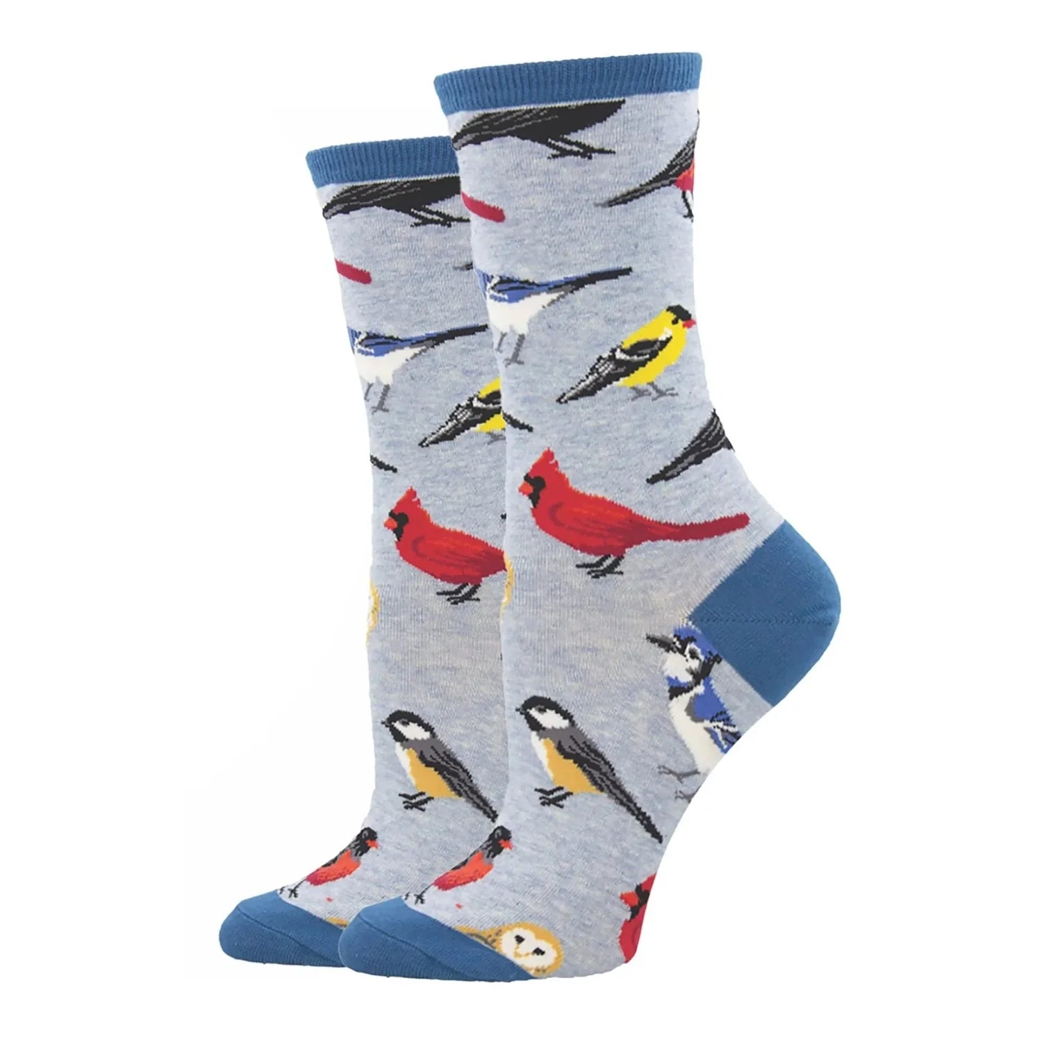 Socksmith 06. SOCKS - WOMENS SOCKS - WOMENS SOCKS GIFT Bird is The Word Socks BLUE HEATHER 9-11