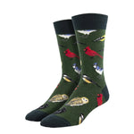 Socksmith 06. SOCKS - WOMENS SOCKS - WOMENS SOCKS GIFT Bird is The Word Socks GREEN HEATHER 10-13
