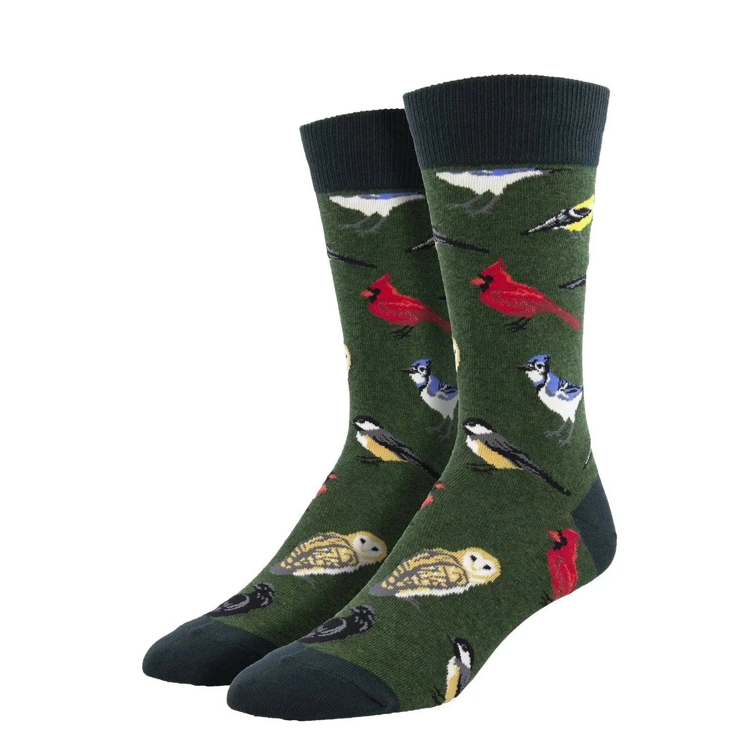 Socksmith 06. SOCKS - WOMENS SOCKS - WOMENS SOCKS GIFT Bird is The Word Socks GREEN HEATHER 10-13