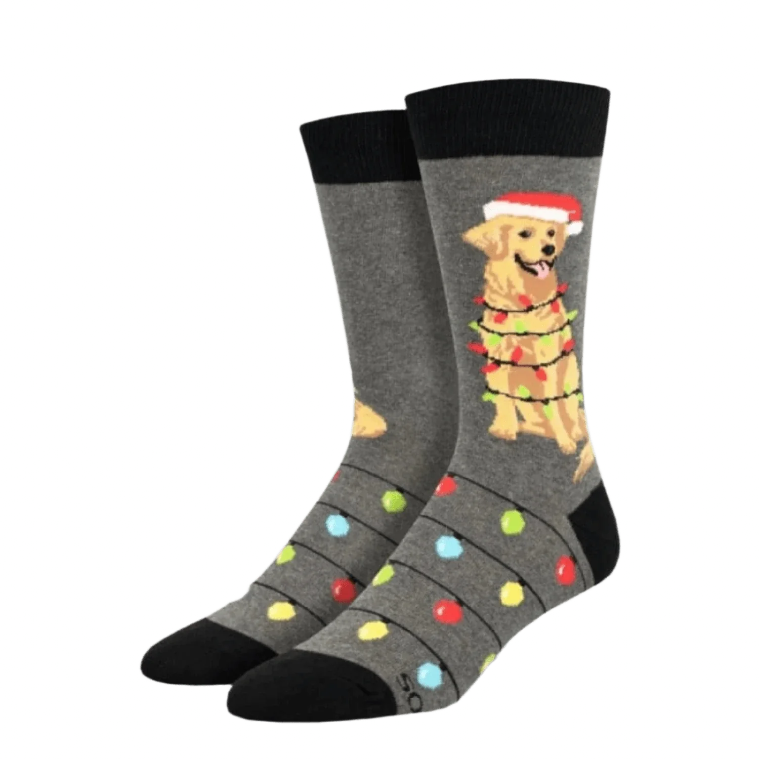 Socksmith 06. SOCKS - WOMENS SOCKS - WOMENS SOCKS GIFT Dog Gone Lights Socks CHARCOAL HEATHER 10-13