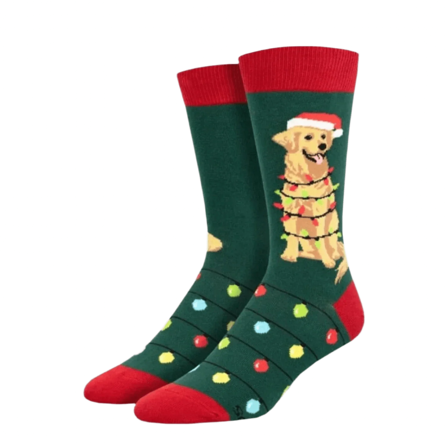 Socksmith 06. SOCKS - WOMENS SOCKS - WOMENS SOCKS GIFT Dog Gone Lights Socks GREEN 9-11