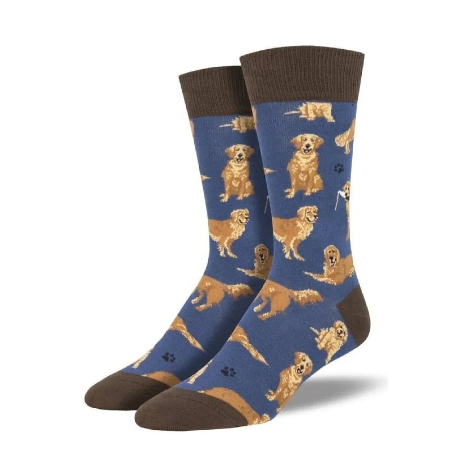 Socksmith 06. SOCKS - MENS SOCKS - MENS SOCKS GIFT Golden Retrievers Socks BLU-BLUE 10-13