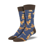 Socksmith SOCKS - MENS SOCKS - MENS SOCKS GIFT Golden Retrievers Socks BLU-BLUE 10-13