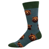 Socksmith 06. SOCKS - MENS SOCKS - MENS SOCKS GIFT Grizzly Face BLUE HEATHER 10-13