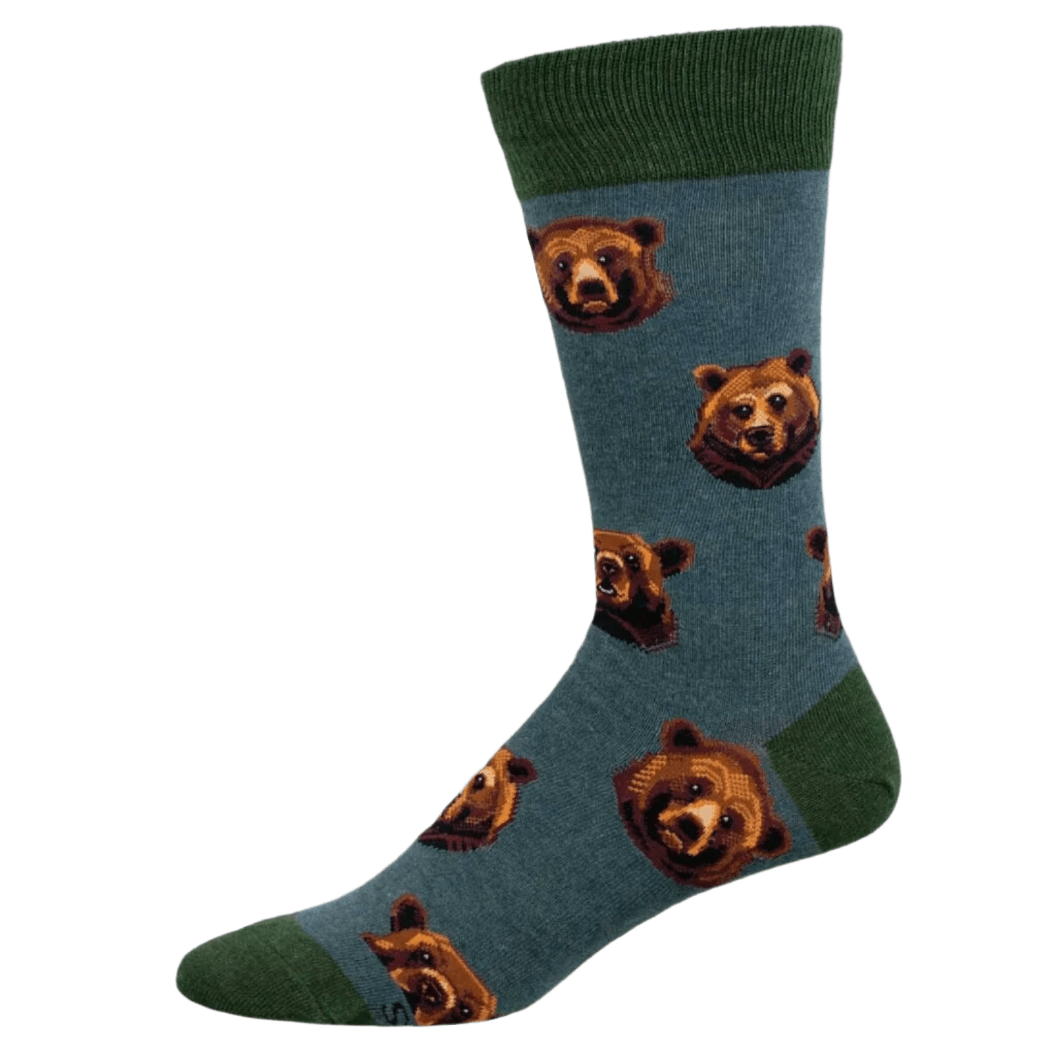 Socksmith 06. SOCKS - MENS SOCKS - MENS SOCKS GIFT Grizzly Face BLUE HEATHER 10-13