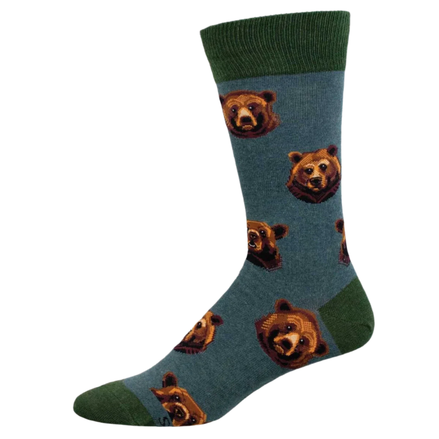 Socksmith 19. SOCKS - MENS - MENS SOCKS GIFT Grizzly Face BLUE HEATHER 10-13