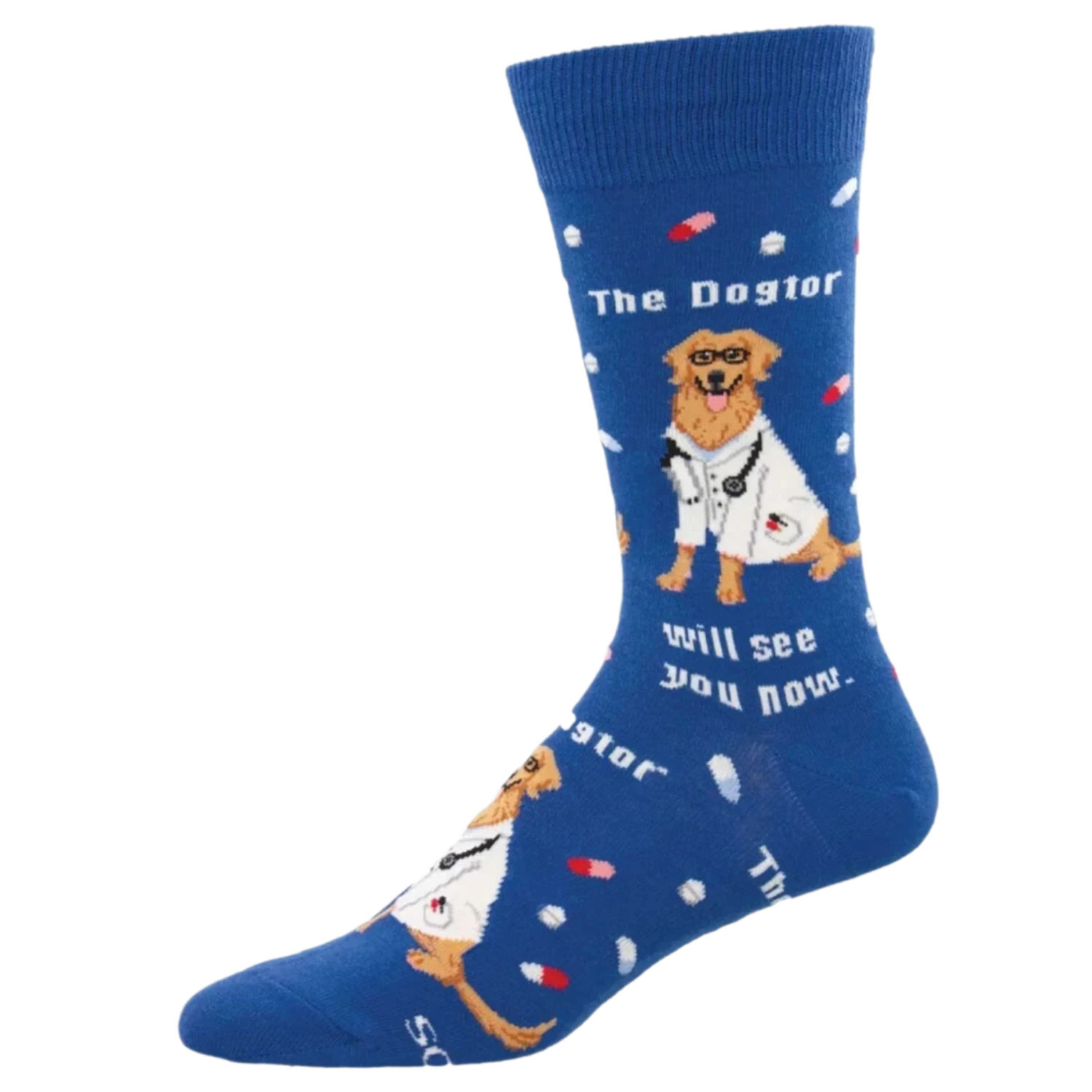 Socksmith 06. SOCKS - MENS SOCKS - MENS SOCKS GIFT The Dogtor Is In Socks BLUE 10-13