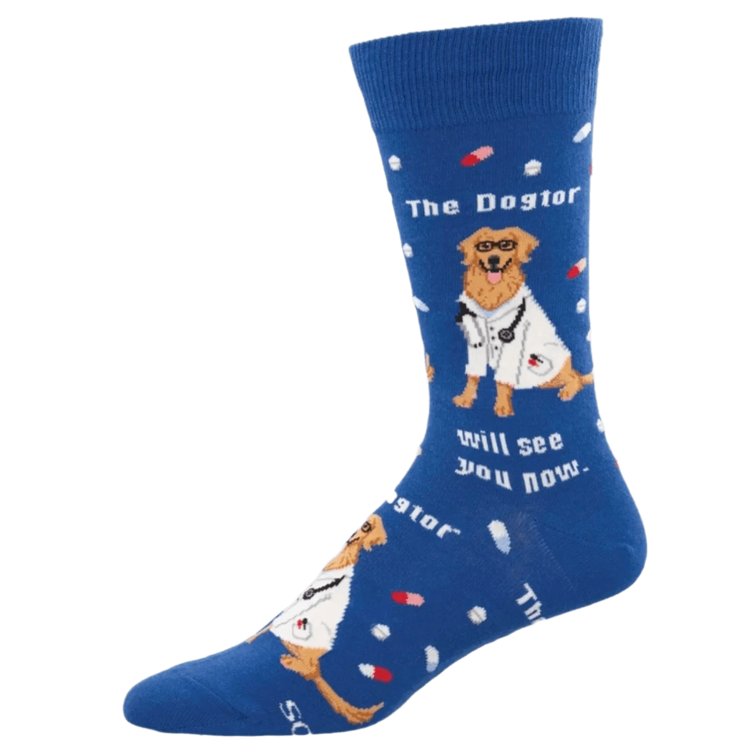 Socksmith 06. SOCKS - MENS SOCKS - MENS SOCKS GIFT The Dogtor Is In Socks BLUE 10-13