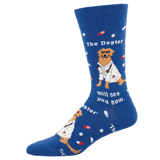 Socksmith 06. SOCKS - MENS SOCKS - MENS SOCKS GIFT The Dogtor Is In Socks BLUE 10-13