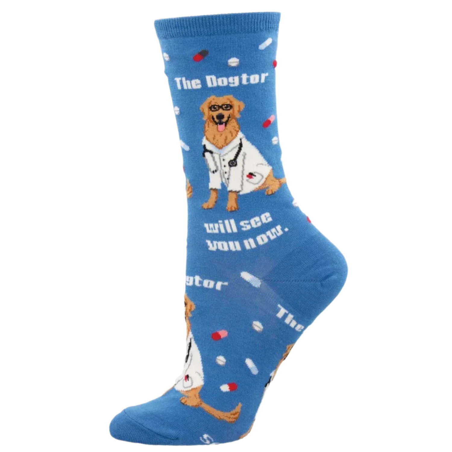 Socksmith 06. SOCKS - MENS SOCKS - MENS SOCKS GIFT The Dogtor Is In Socks BLUE 9-11