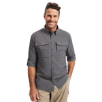 Solbari 01. MENS APPAREL - MENS LS SHIRTS - MENS LS BUTTON UP Men's Hiking Shirt UPF 50+ Dry Lite STEEL GREY