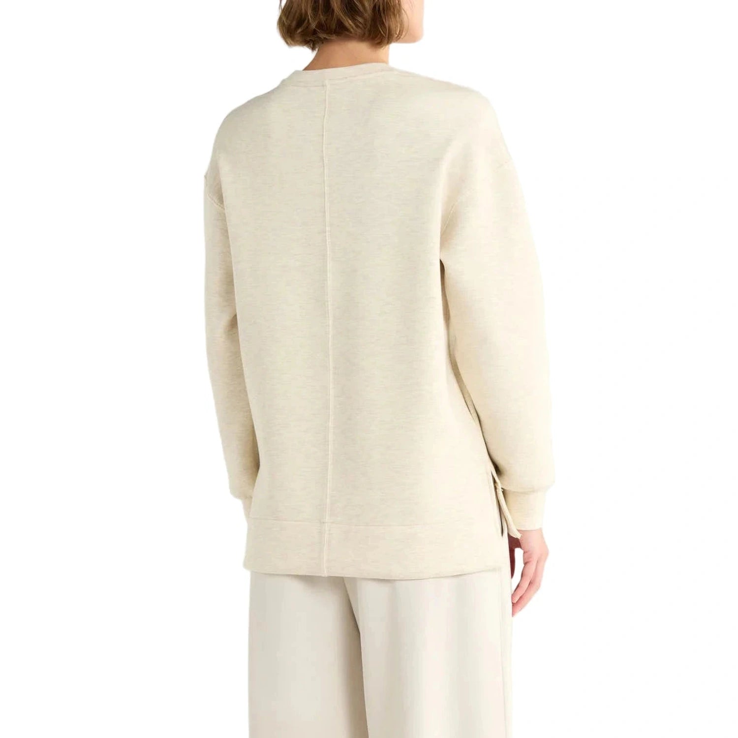 SPANX 02. WOMENS APPAREL - WOMENS HOODIES|SWEATERS - WOMENS PO SWEATERS Women's Brushed Airessentials Crewneck Top HEATHER CREAM