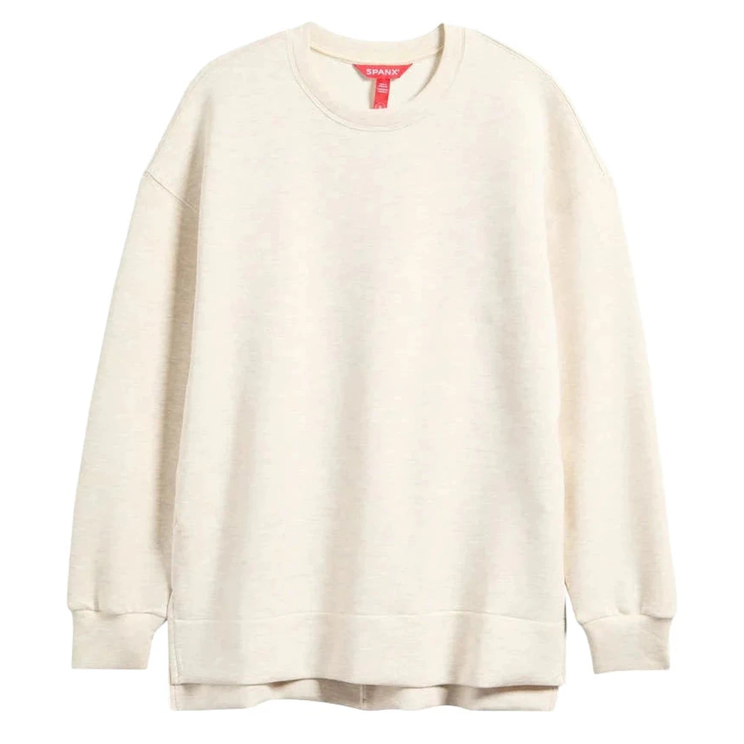 SPANX 02. WOMENS APPAREL - WOMENS HOODIES|SWEATERS - WOMENS PO SWEATERS Women's Brushed Airessentials Crewneck Top HEATHER CREAM