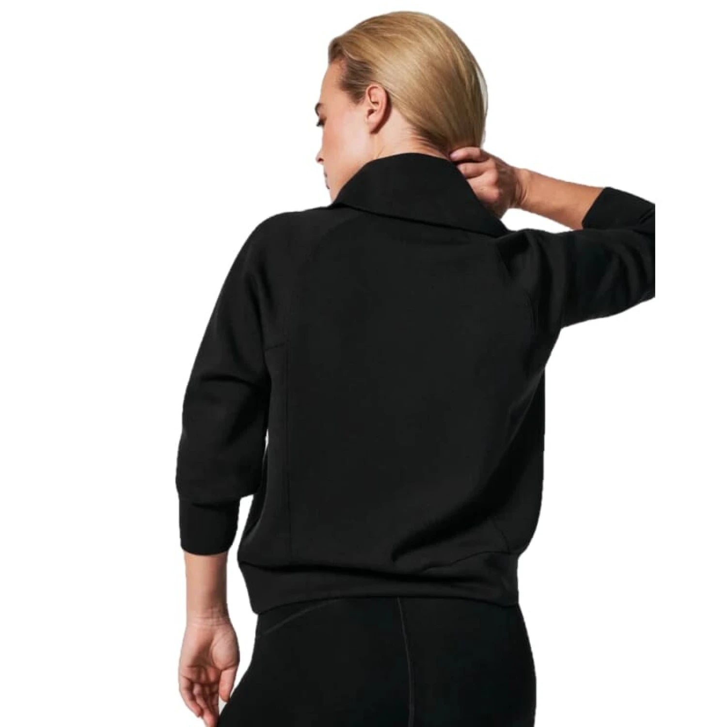 SPANX 02. WOMENS APPAREL - WOMENS HOODIES|SWEATERS - WOMENS PO Q ZIP Women's AirEssentials Half Zip VERY BLACK